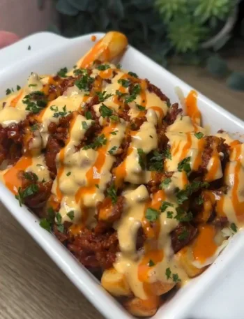 Loaded Fries with Ground Beef and Melted Cheese