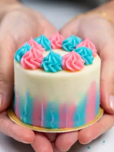 Mini Gender Reveal Cakes with Hidden Colorful Filling