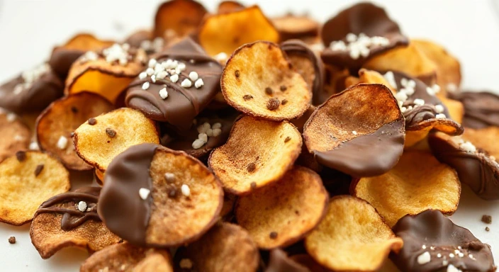 A close-up of a plate filled with golden-brown potato chip