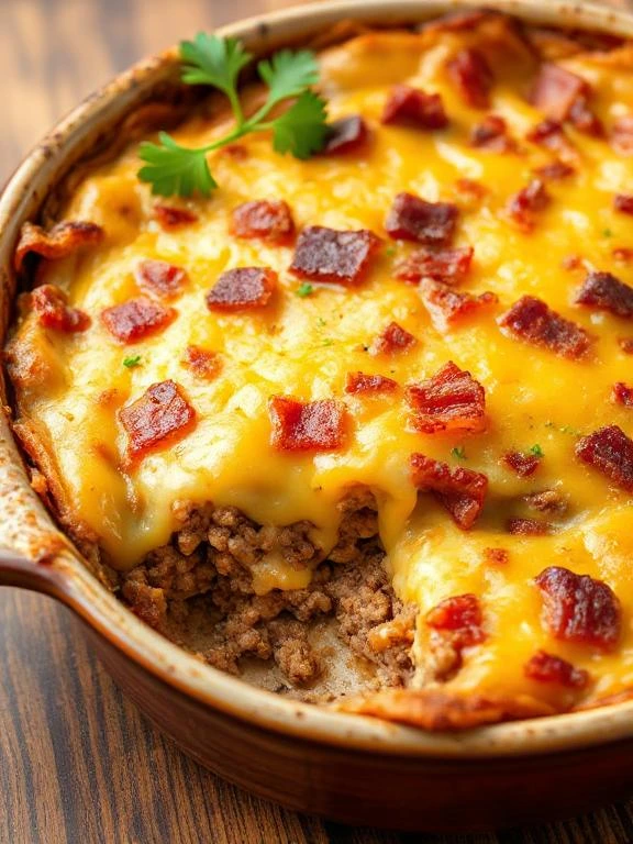 Beef Bacon Cheeseburger Casserole Final Dish