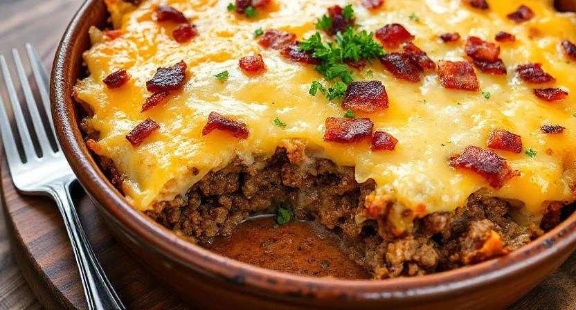 Beef Bacon Cheeseburger Casserole Recipe