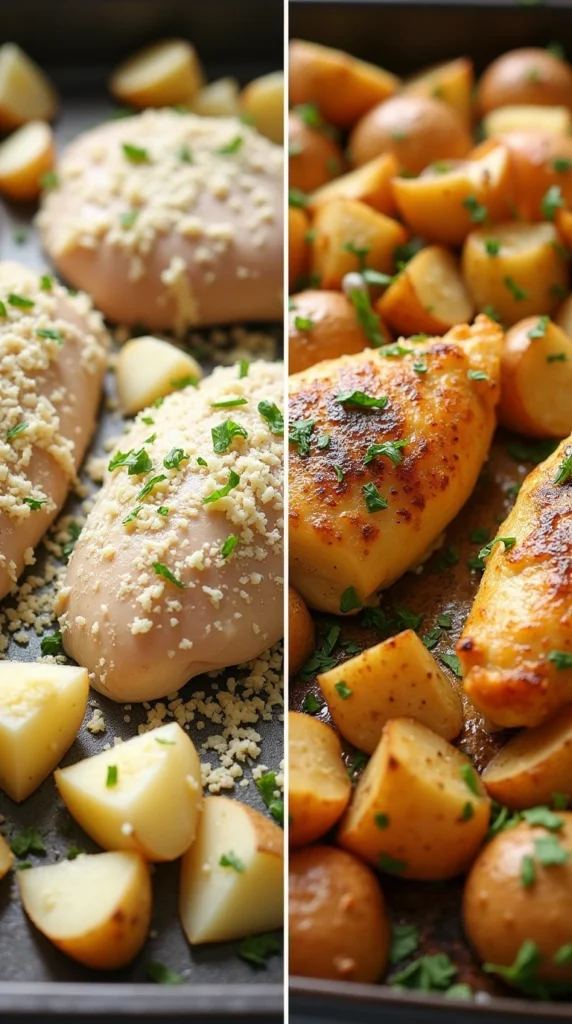 chicken and potatoes recipe before and after