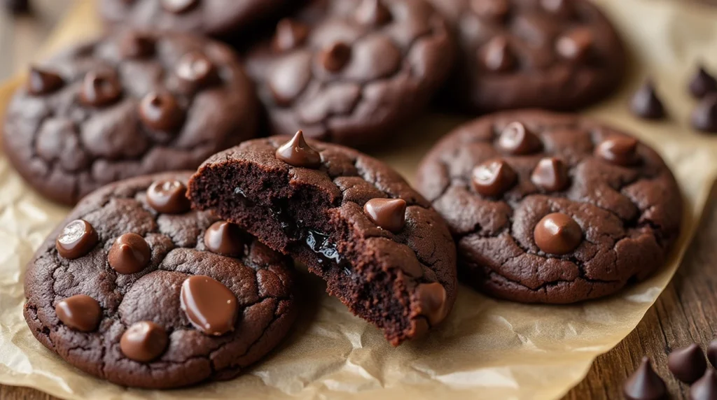 double chocolate chip cookies melted inside