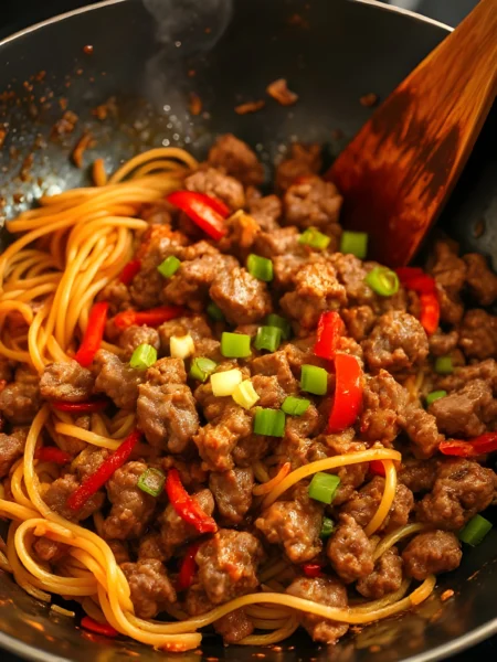 Mongolian Ground Beef Noodles